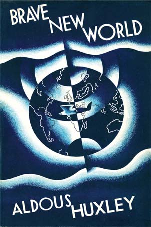 Book cover, Brave New World by Aldous Huxley.