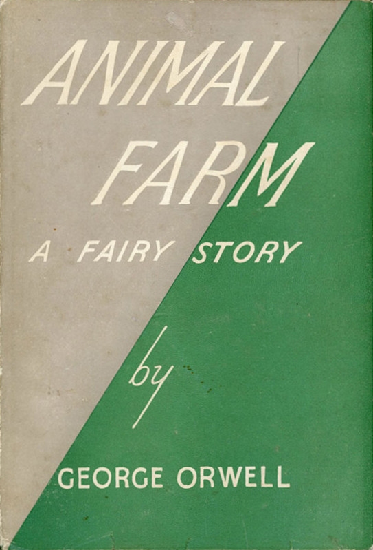 Book cover, Animal Farm by George Orwell.