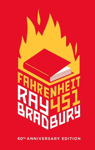 Book cover, Fahrenheit 451 by Ray Bradbury.