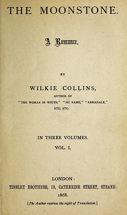 Book cover, The Moonstone by Wilkie Collins.