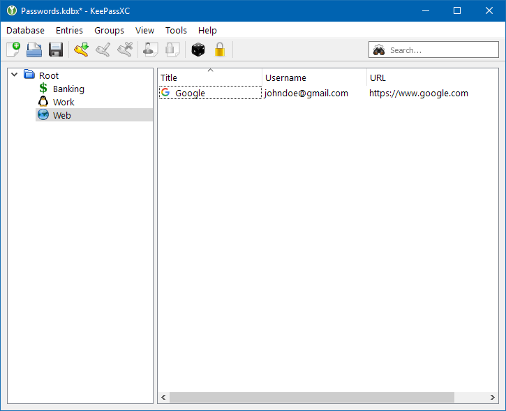 KeePassXC on Windows. KeePassXC on Windows.