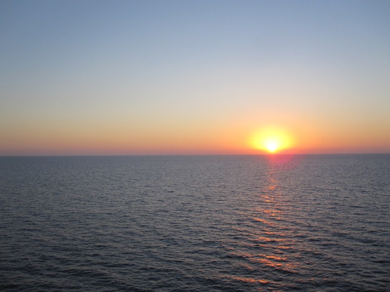 Mediterranean Sea sunset. Incredibly fast, it took only two minutes from the sun touched the sea until it was gone.