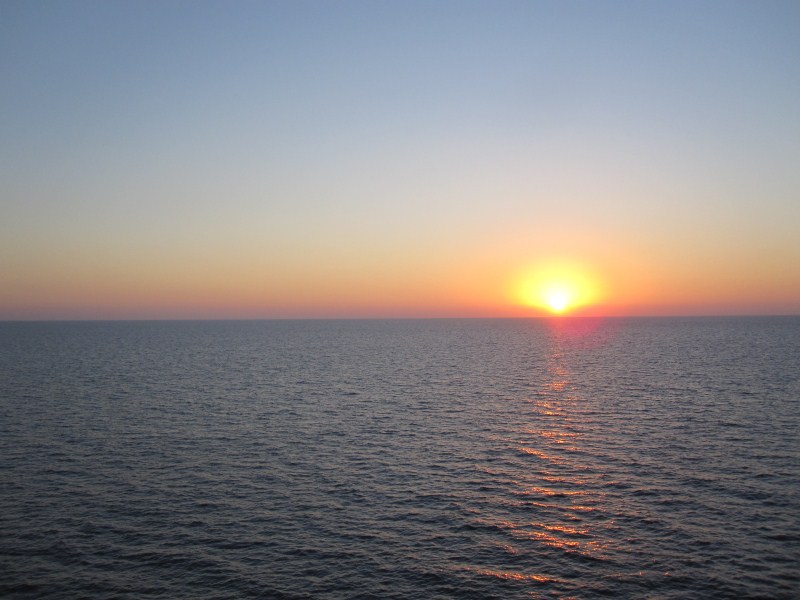 Mediterranean Sea sunset. Incredibly fast, it took only two minutes from the sun touched the sea until it was gone.