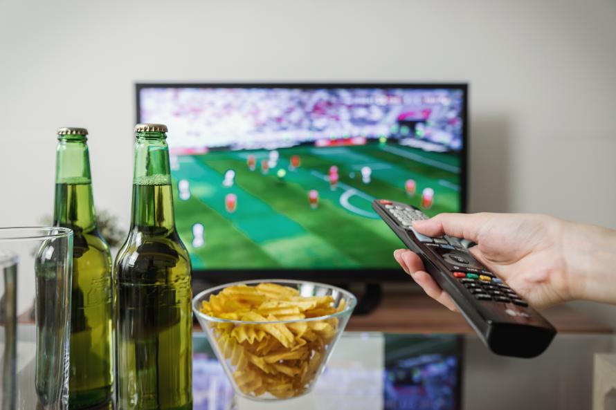 Not me during the World Cup. Photo by Jan Vasek/JESHOOTS. A TV, beer, and potato chips.