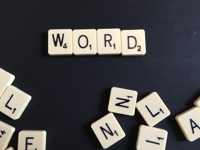 Scrabble letters spelling the word &ldquo;word&rdquo;.