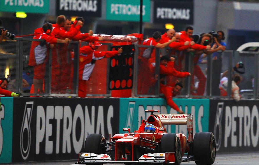 Race winner Fernando Alonso (ESP) Ferrari F2012 crosses the line. Formula One World Championship, Rd 2, Malaysian Grand Prix, Race, Sepang, Malaysia, Sunday, 25 March 2012. © Sutton Images. No reproduction without permission. Race winner Fernando Alonso (ESP) Ferrari F2012 crosses the line. Formula One World Championship, Rd 2, Malaysian Grand Prix, Race, Sepang, Malaysia, Sunday, 25 March 2012. © Sutton Images. No reproduction without permission.