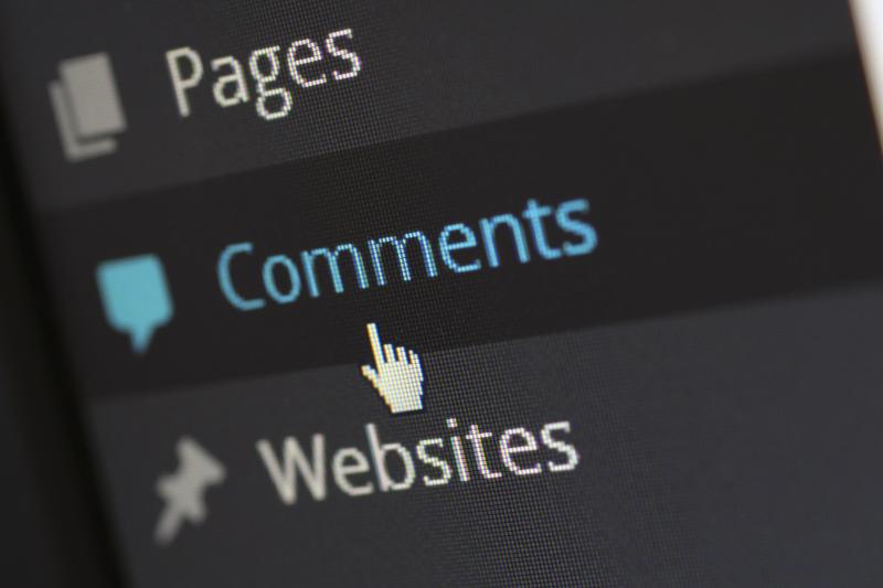 Screenshot of the WordPress administration menu with the Comments section selected.