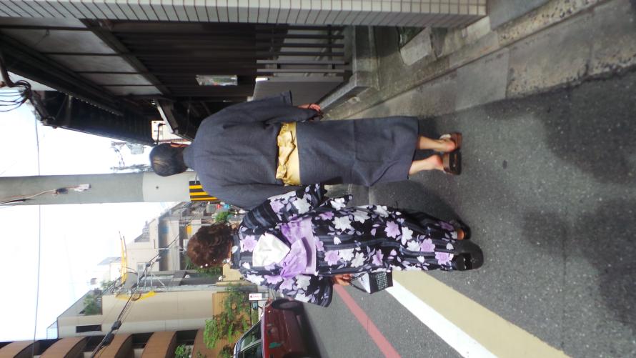 A couple in traditional Kimono outfits. A couple in traditional Kimono outfits.