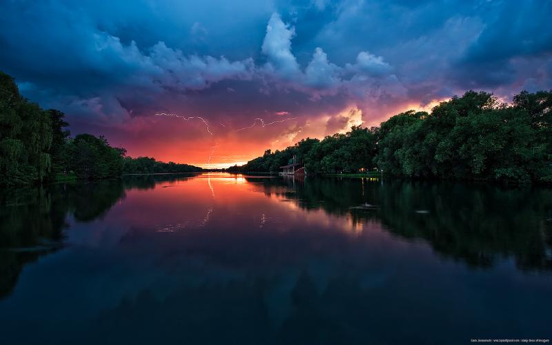 lightning at sunset by Sam Javanrouh. wvs.topleftpixel.com