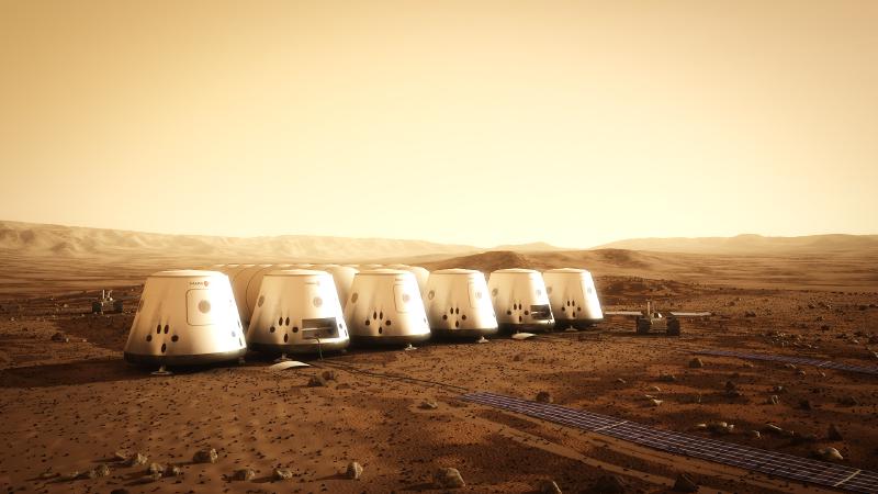 Mars One rendering of proposed colony habitat modules.