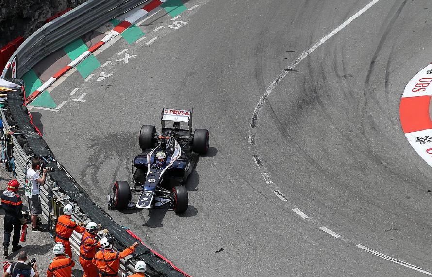 Pastor Maldonado (VEN) Williams FW34 crashes at the start of the race. Formula One World Championship, Rd6, Monaco Grand Prix, Race Day, Monte-Carlo, Monaco, Sunday, 27 May 2012. © Sutton Images. No reproduction without permission. Pastor Maldonado (VEN) Williams FW34 crashes at the start of the race. Formula One World Championship, Rd6, Monaco Grand Prix, Race Day, Monte-Carlo, Monaco, Sunday, 27 May 2012. © Sutton Images. No reproduction without permission.
