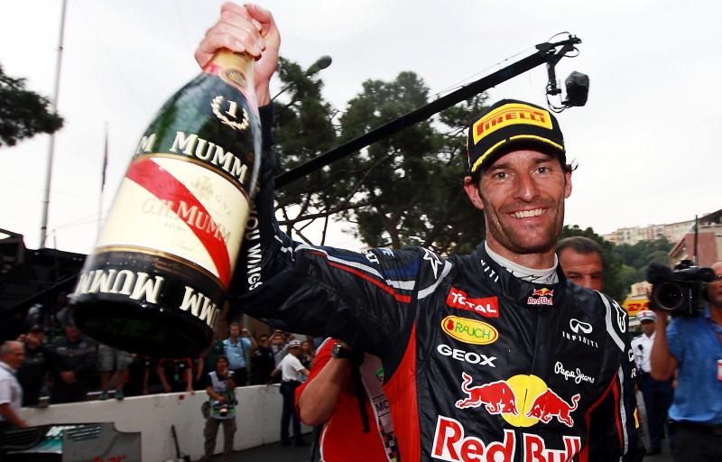 Race winner Mark Webber (AUS) Red Bull Racing celebrates. Formula One World Championship, Rd6, Monaco Grand Prix, Race Day, Monte-Carlo, Monaco, Sunday, 27 May 2012. © Sutton Images. No reproduction without permission.