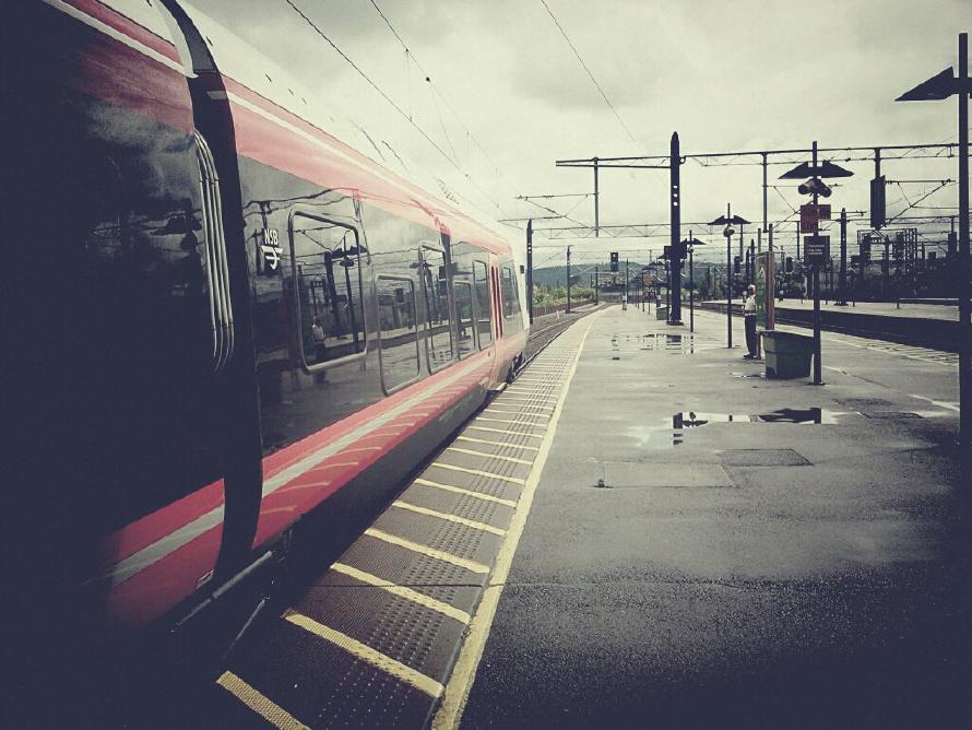 From bus to train at Lillestrøm. From bus to train at Lillestrøm.