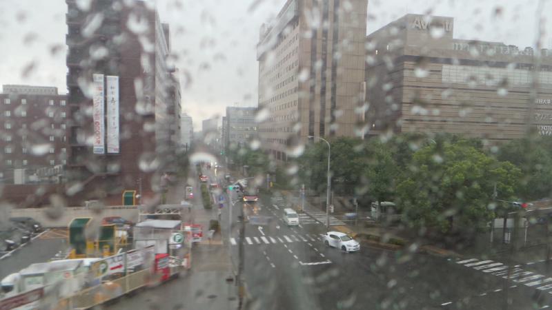 As we arrived in Osaka, the rain came.