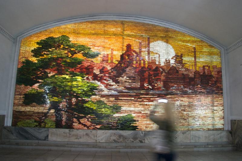 The two subway stations we visited were both full of art, mostly mosaics like this one.
