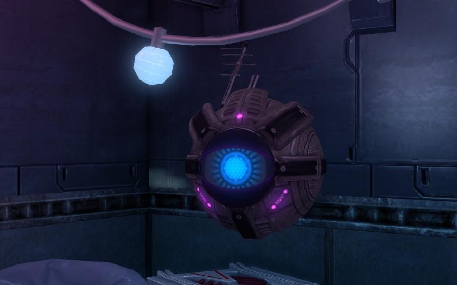 This is a rouge AI now trapped in this sphere, not unlike GLaDOS. He is also about as psychotic as she is. This is a rouge AI now trapped in this sphere, not unlike GLaDOS. He is also about as psychotic as she is.