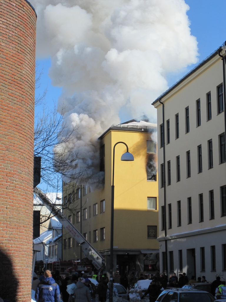 Fire brigade puts out the fire. Fire brigade puts out the fire.