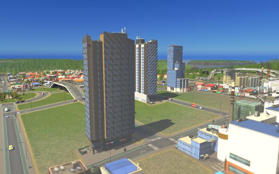 The humble beginning of Evergreen Square. Three office high rise buildings in Evergreen Square.