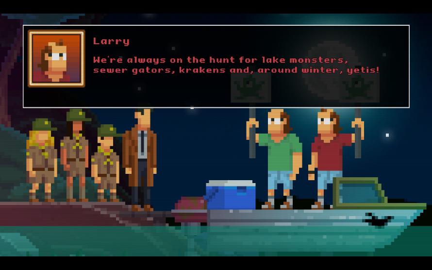 The Darkside Detective. A screenshot from The Darkside Detective showing dialogue with two identical twins on a boat.