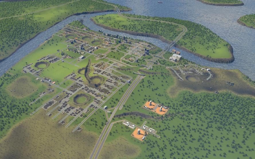Bye, bye, Springwood. Aerial photo of Springwood. Craters, burned down forests, and general destruction.