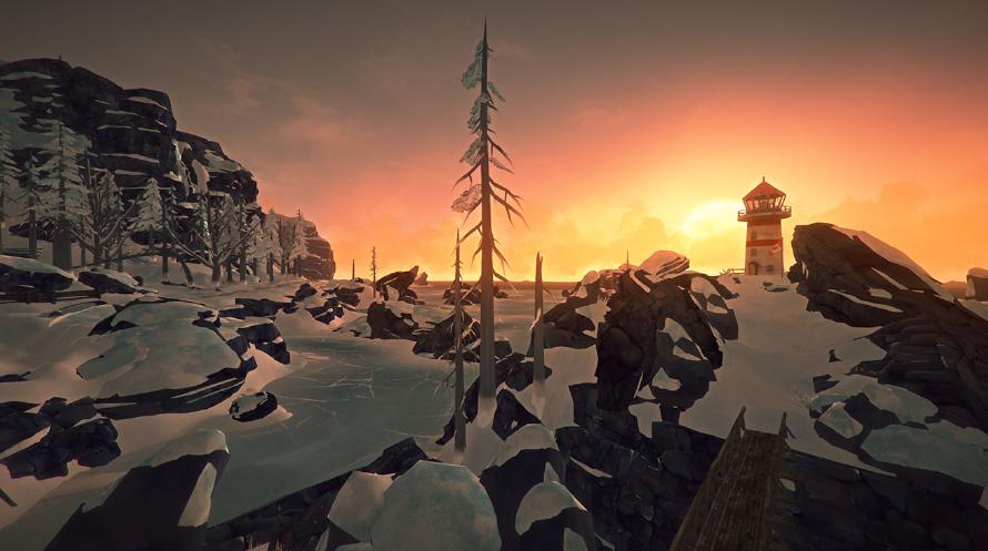 The Long Dark is quite picturesque at times. The Long Dark screenshot showing a light house in the sunset (or perhaps sunrise).