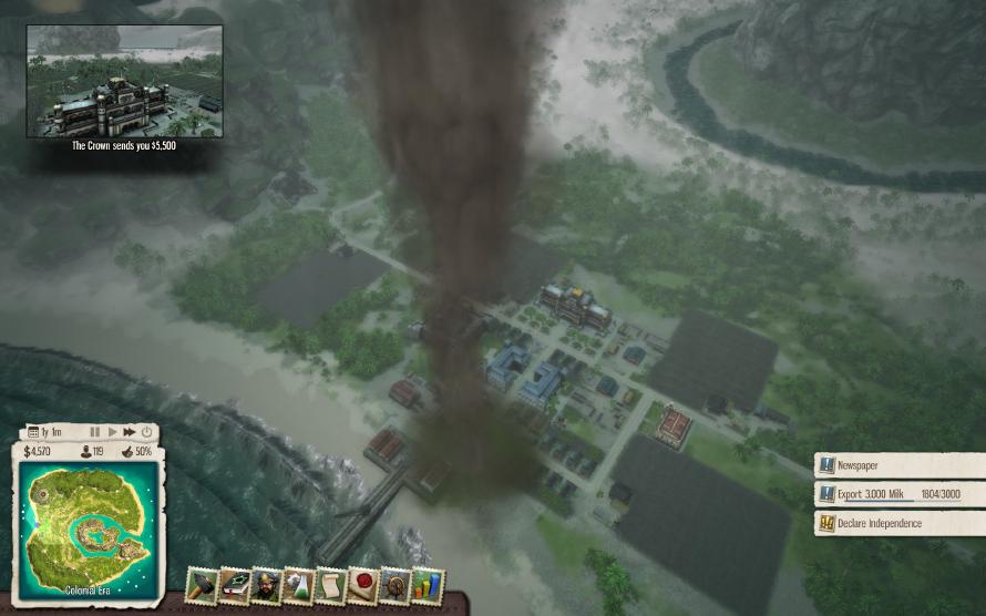 Disasters, like tornadoes and tsunamis, might hit your beautiful island. A tornado ravaging our island.