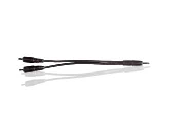 A 3.5mm audio cable splitter. A 3.5mm audio cable splitter.