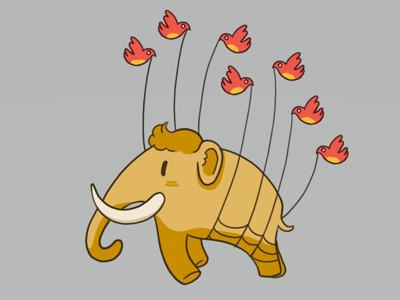 The Mastodon mascot, a Proboscidean.