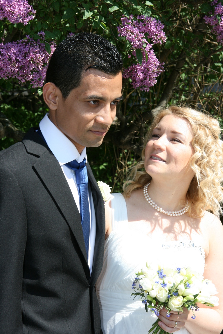 In the park outside the town hall - married for 15 minutes.