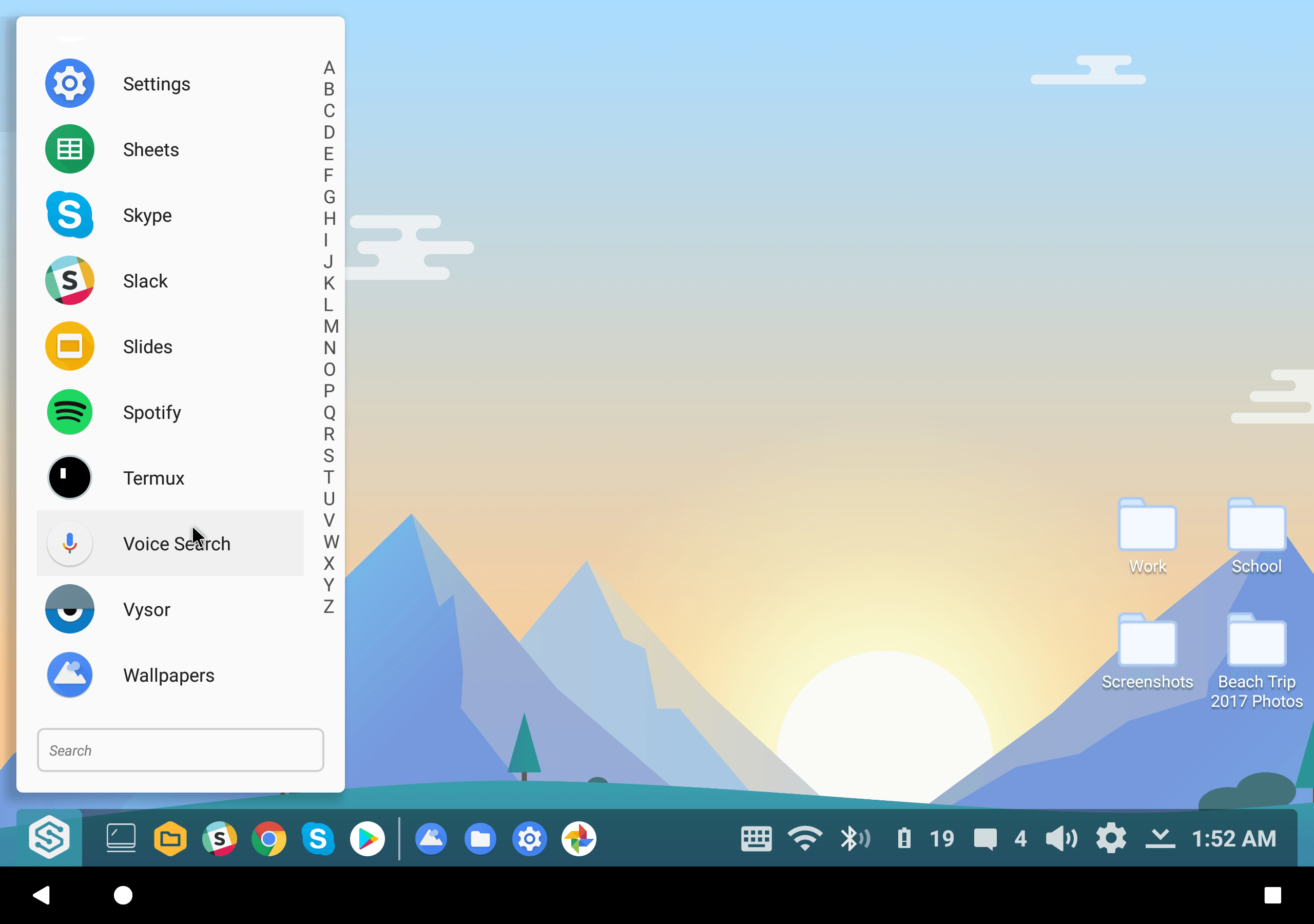Sentio Desktop. Screnshot of the Sentio Desktop.